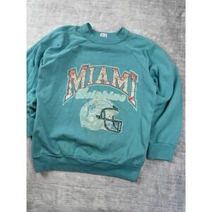 Champion Teal Miami Dolphins NFL Graphic Women's Sweater Vintage 80s 90s